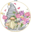 Stamped Cross Stitch Kits with Frame - Gnome Flower Embroidery Kits for Beginners Adults,11 CT Patterns Dimensions Counted Cross Stitch Kits Arts Craft Kits 7.8 x 7.8in