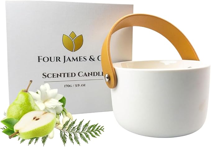 FOUR JAMES & CO Luxury Highly Scented Premium Eco-Friendly Soy Wax 6oz Candles in Modern Giftable Box, Scent:(LastChance)