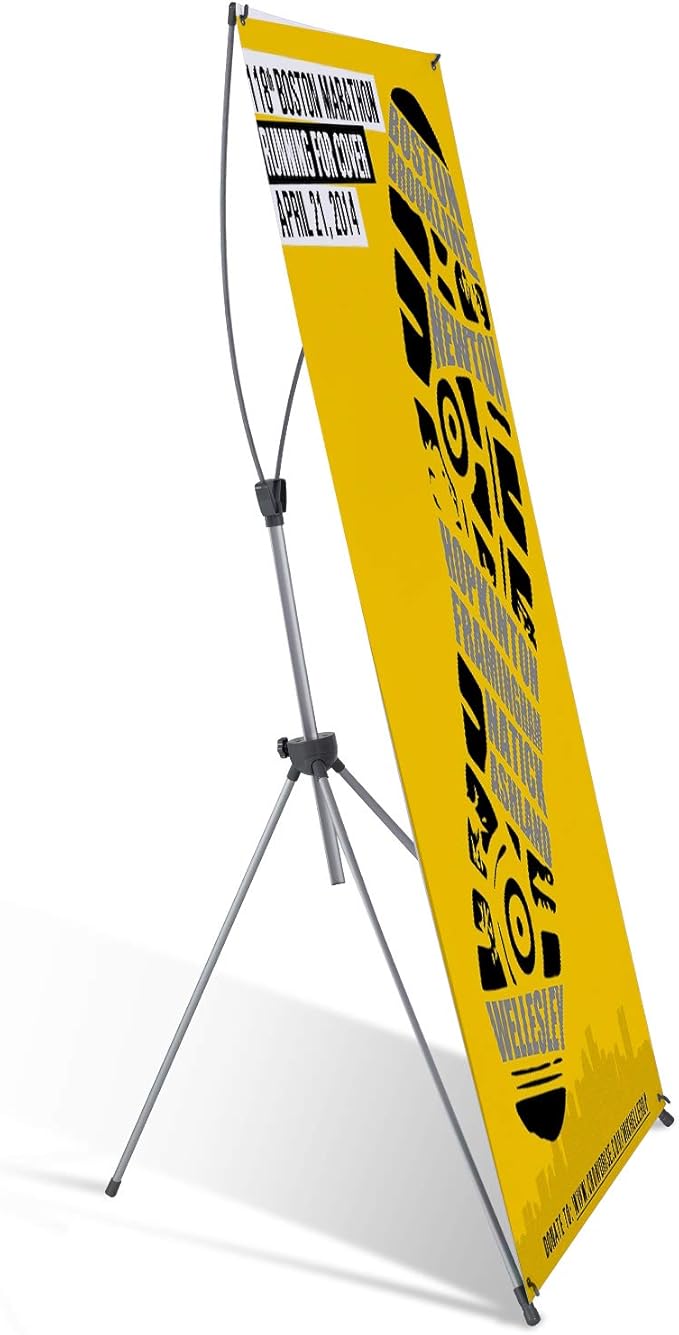 T-SIGN X Banner Stand, Banners & Signs for Business - 23inch x 63inch to 32inch x 78inch Adjustable Banner Holder - Portable Retractable Banner with Bag - Banner for Trade Show & Display (Pack of 2)