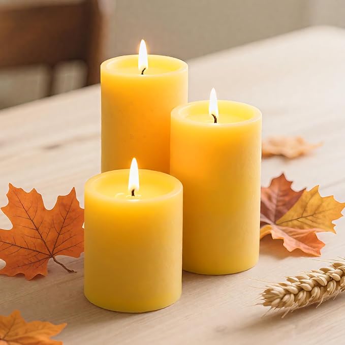 Beeswax Pillar Candles, 2 Pack Natural Pure Bees Wax Candles for Home, Mothers Day Gifts, 180 Hours Long Burning Emergency Candle, Large 3"x5" Unscented Candles for Wedding Christmas Valentines Day