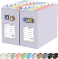 Oterri File Organizer Box, Portable Collapsible Cardboard File Folder Organizer with Handle for Letter Size Hanging Files, Document Storage Box for Home Office & Classroom (2 Packs, Purple)