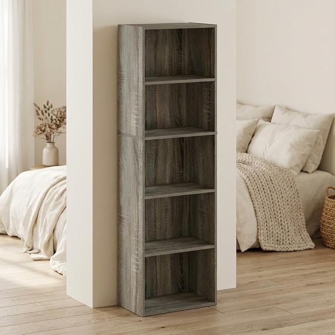 Furnifact French Oak Bookcase with Elegant Design, Durable Wood Construction, Modern Storage Solution, Stylish Home Office and Living Room Accent