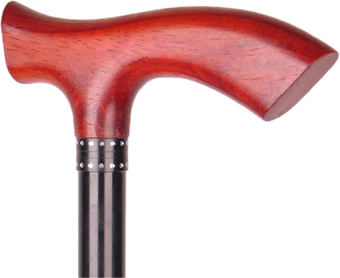 Portable Walking Cane Holder Walking Stick Crutch for Old Man Elderly Telescopic Stable Nonslip Lightweight Height Adjustable with 4 Feets and Wooden Handle Black Walking Sticks for Men or Women
