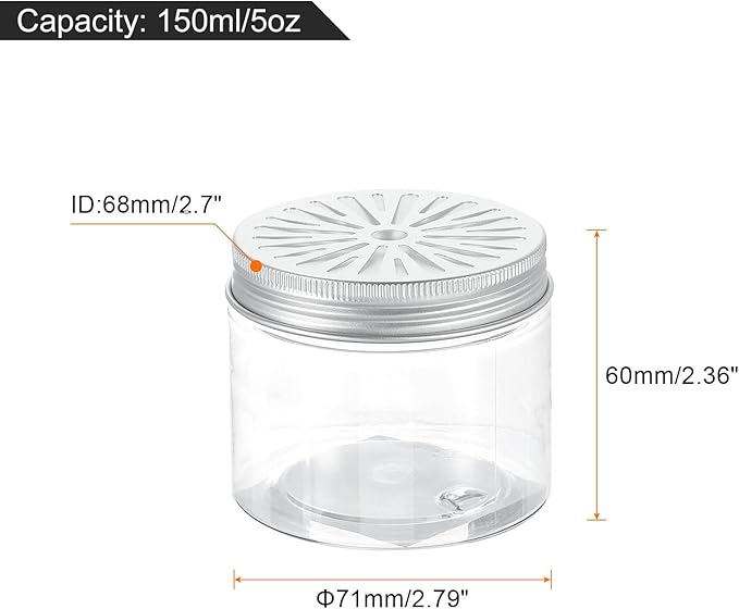 HARFINGTON 12 Pcs Empty Scent Beads Storage Container 5oz/150ml Air Freshener Tins Round Refillable Spice Containers Plastic Jars Sample for Air Freshener Candles Travel Storage