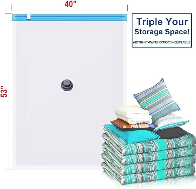 6 Pack Combo Premium Super Jumbo Vacuum Storage Space Saver Bags X3 (130X100cm) with Extra Large Vacuum Storage Space Saver Bags X3 (120X80cm)