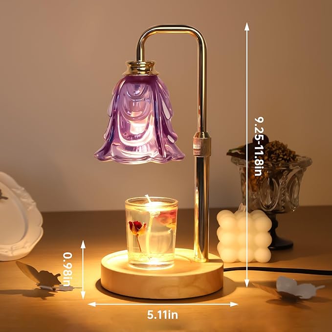 Candle Warmer Lamp with Timer Electric Adjustable Height Candle Warmer Dimmable Wax Warmer Lamp Jar Candles with 2 Bulbs for Home Decor & Office