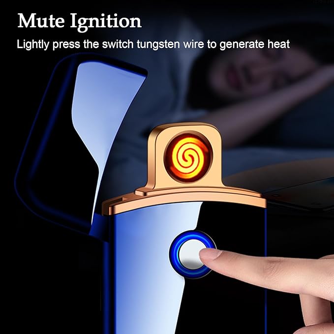 Electric Lighter, Smart USB Rechargeable, Cool Portable Dual Sided Ignition Windproof Lightweight Plasma Lighter Boyfriends Father Gifts- Frosted Black