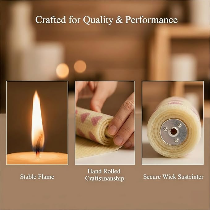 Hand Rolled Beeswax Pillar Candles 2 Packs, Non Toxic Beeswax Candles-70 Hours Long Burning, Organic Emergency Bees Wax Candles for Home, Paryer, Parties, Unscented Dripless Smokeless Candles, 2x4in