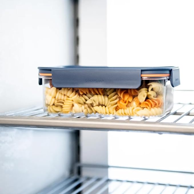 LocknLock LBF404RS5N Bisfree Modular Plus Food Storage Containers for Lunch, Meal Prep, Stackable, BPA-Free, Leakproof, Microwave, Dishwasher, Freezer-Safe, 10 Pieces, 5 Boxes and 5 Lids, Navy, 910ml