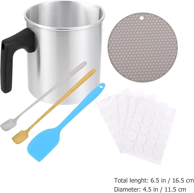 OATIPHO Stainless Steel Candle Melting Pot DIY Scented Candle Kit Wax Pouring Cup for Family Crafting and Wax Melting Random Color