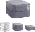 Veki Comforter Storage Bag, Space Saving Self Compression Foldable Blanket Storage Bags, Closet Organizer With Handle and VisualiZation Window, Large capacity 130L for Bedding, Clothes (Grey L)
