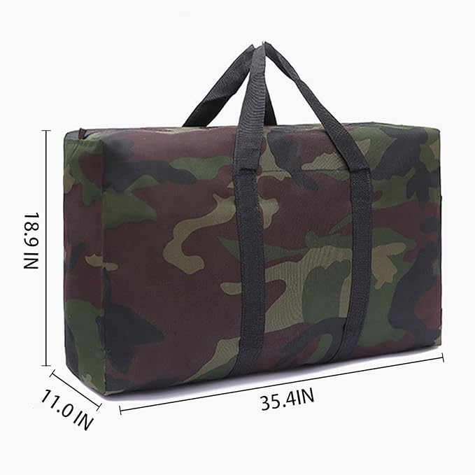 8 Packs Camouflage Extra Large Moving Bags, 125L Heavy Duty Storage Bags, Waterproof Oxford Storage Tote Duffle Bag with Zippers for Clothes, Bedding, Comforters, Pillows, Moving