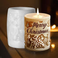 3D Relief Cylinder Christmas Candle Molds, Merry Christmas Letter Silicone Molds for Candle Making, Snowflake Aromatherapy Soap Molds Resin Casting Molds Gummy Molds for DIY Home Decoration Supplies