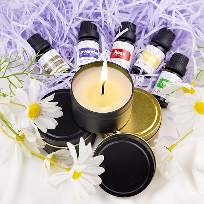 WAYONE LLC Candle Making Kit - DIY Starter Soy Candle Making Supplies Kit - Soy Wax, Full Set - 1 Jars & 6 Tins, 5 Pleasant Scents, Color Dyes & More, Perfect Candle Making Kit for Adults