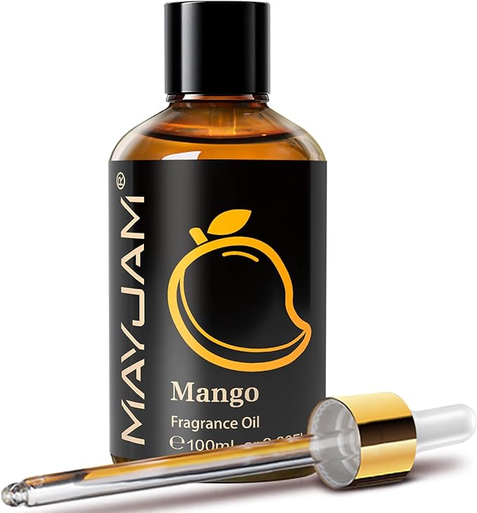 MAYJAM 100ML/3.38FL.OZ Mango Fragrance Oils with Glass Dropper, Essential Oils for Diffusers for Home, Long Lasting Scented Oils for Diffusers Soap Candle Making