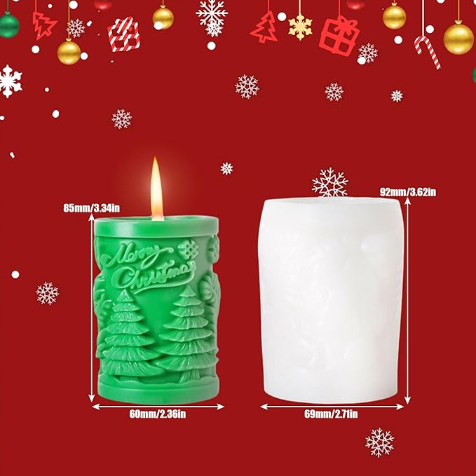 Elk Candle Moulds for Candle Making, Deer Pattern Pillar Candle Mold, Christmas Reindeer Silicone Mold for Soy Wax Candle, Aromatherapy Candle, Gypsum, Plaster, Home Decor (Xmas Tree Molds)