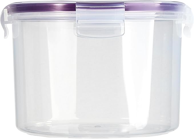Set of 4 Round Nesting Food Storage Containers - Reusable, BPA Free Plastic, Snap Lock Lids With a Leakproof Silicone Seal. Great for Snacks, Soup, Fruit, Salad and Food Storage