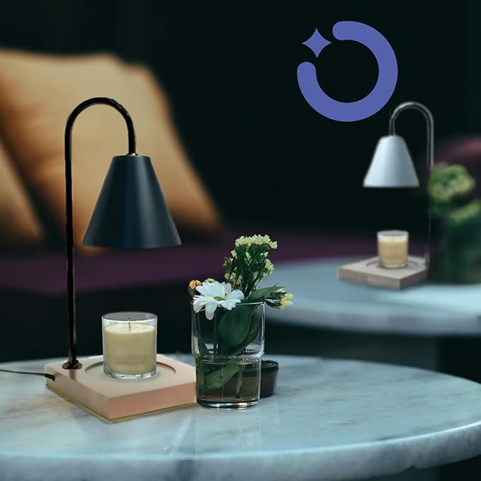 NOCTILICUA Electric Candle Warmer Lamp, Dimmer, Timer, Wooden Base with Black Stand, Black Shade, gift for Mother's Day, birthday, Christmas, Thanksgiving, Room Decor, Scented Wax Jar Candle Warmer