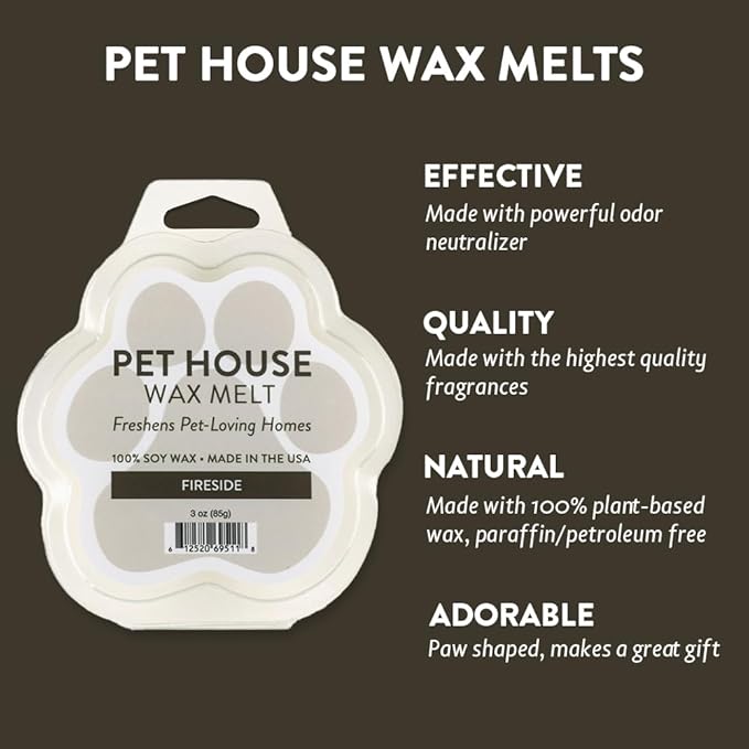 Pet House Fireside Scented Wax Melts - Natural, Long-Lasting, Plant Based Pet Friendly Soy Wax Melts Pack of 2