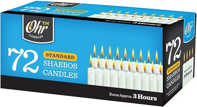 Ner Mitzvah Shabbat Candles - Traditional Shabbos Candles - 3 Hr. - 72 Ct.