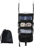 TABITORA Travel Luggage Organizer Hanging Packing Cubes Portable Hanging Shelves Carry on Closet for Suitcase with 2 Hooks,Collapsible(Black,S)