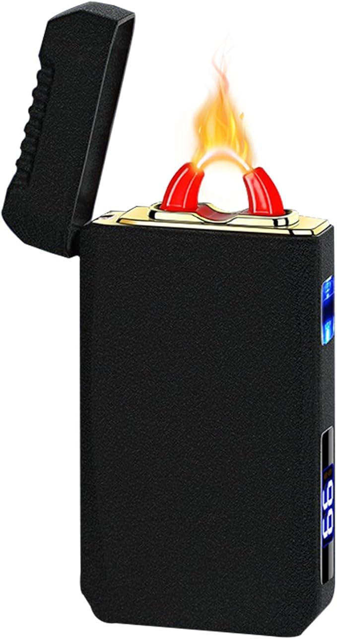 YOZWOO Rechargeable Electric Lighter USB C Electronic Lighters High Power Flame Arc Plasma Lighter Windproof Camping Lighters with Long Battery Life for Home and Outdoor (Frosted Black)