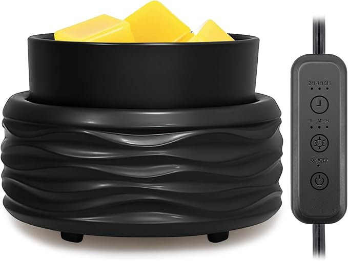 VICTORIA AROMA Ceramic Wax Melt Warmer for Scented Wax, Electric Wax Warmer with Timer, Oil Burner & Candle Melter, Adjustable Heat & Auto Shut-Off, Home Office Decor Gift（Black）