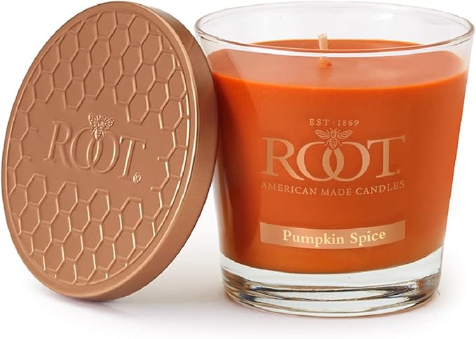 Root Candles Fall Scented Candles Honeycomb Premium Handcrafted Beeswax Blend Candle, Small Veriglass, Pumpkin Spice