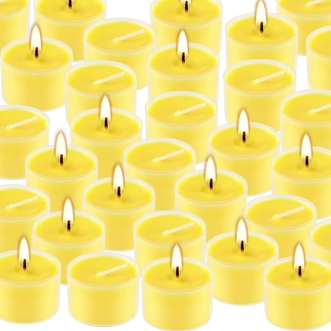 8-Hour 50Pack Citronella Tealight Candles, Outdoor and Indoor Summer Scented Candle,Natural Soy Wax Candle for Home Patio Garden Yard Balcony,BBQ Birthday Emergency