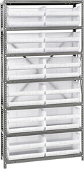 Quantum Storage Systems QSBU-245CL Solid Heavy Duty 7 Shelves 24 Ultra Stack & Hang Clear Bins 75" H x 36" W x 12" D