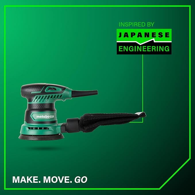 Metabo HPT 5-Inch Random Orbit Finishing Sander, Variable Speed, Palm-Style Comfort Grip, 230W 2.8 Amp Motor, 9,000-13,000 RPM, Dust Collection Hose Connector, Compact and Lightweight Design, SV13YST