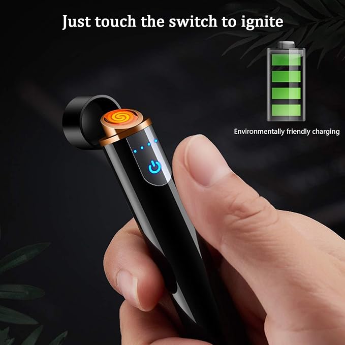 Upgrade Smart Fingerprint Ignition Electric Lighter - USB Rechargeable, Windproof, Flameless, Mini Cylindrical, Indoor/Outdoor, Ice Color
