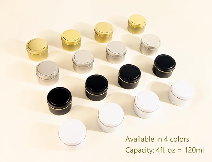 Aroparc Black Tins 4oz, Bulk Making Tins 24 Piece Containers, Jars for Candle Making - Black