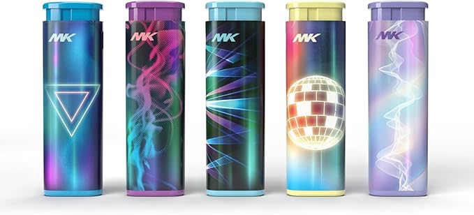 MK Wind Proof Jet Flame Lighters, 5PCS Striking Design, Ideal as Lighters for Candle, Camping, Outdoor use, Butane Refillable Lighter (EDMGenre-5PC)