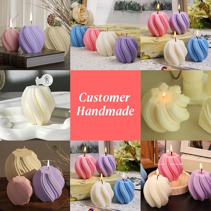 3 Pack Silicone Candle Molds with 10 Wax Cores - Wave Spiral Cylinder Shapes for Handmade Aromatic Candles,Soap Making, Wax Melts, Resin Casting, DIY & Home Decor