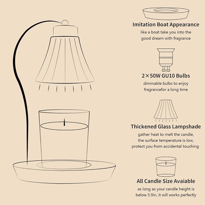 mocosa Candle Warmer Lamp with Timer Dimmer,Electric Wax Warmer for Jar Candles Mom Christmas Birthday Gifts House Warming New Home Bedroom Decor with 2 Bulbs