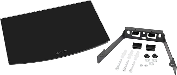 Mount-It! Floating Wall Shelf – Tempered Glass Media Shelf for Cable Box, DVD Player, Gaming Consoles (PS5, Xbox, Roku), Projector – Wall-Mounted w/Steel Frame, Cable Management, 22 lb Capacity
