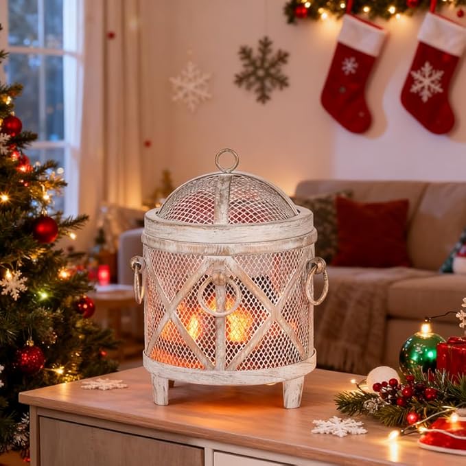 Dicimi Vintage Fireplace Wax Warmer – Electric Warmer with 2/4/8H Timer & Auto Shut-Off, 18W Low Energy, Multifunctional for Scented Wax & Oils, Beverage Warmer, Women's Birthday & Housewarming Gift