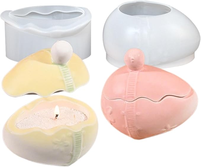 Easter Egg Shaped Candle Jar Silicone Mold, Decorative Storage Container Mold for DIY Candles, Aromatherapy Plaster, Resin Crafts - Spring Home Decor Gift