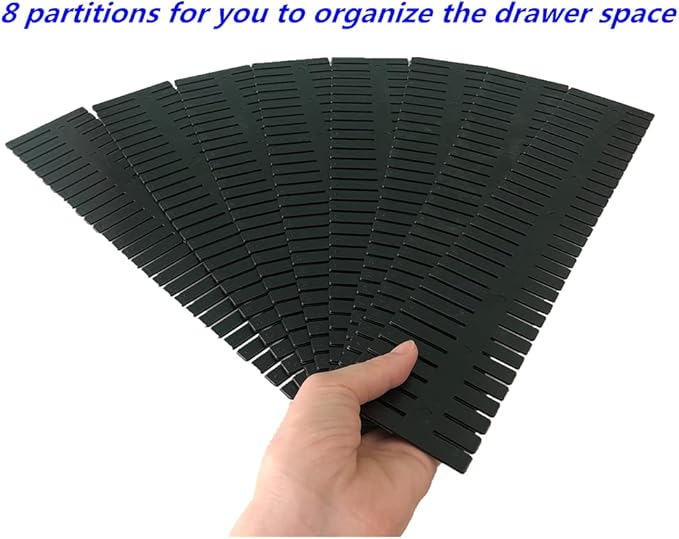 8pcs DIY Plastic Drawer Organizer Adjustable Drawer Dividers for Home Tidy Closet, Socks, Underwear, Office School Supplies, Kitchen Utensil Tools (Black)