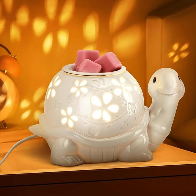 LESES Electric Wax Melt Warmer, Turtle Ceramic Wax Warmer Burner for Scented Cubes, Candle Wax Melter with 2 Light Bulbs Fragrance Oil Warmer for Home Bedroom Aromatherapy Gifts for Mom Grandma