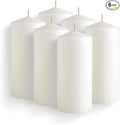 Simply Soson 3x6 inch White Pillar Candles - Set of 6 Emergency Tall Candles, Unscented, Cone Tip
