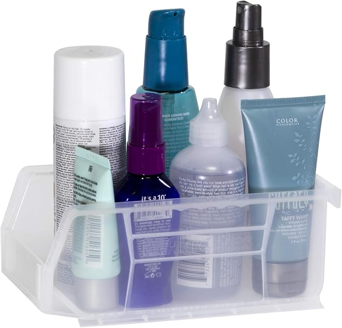 Akro-Mils 30220 AkroBins Plastic Storage Bins, Space-Saving Stackable Bins for Garage, Pantry, Craft Organization, 7" x 4" x 3", Clear, 24-Pack