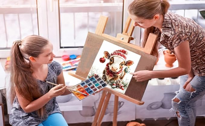 TCDZMYGS Christmas Paint by Numbers Kit for Adults Beginner,Cow Paint by Number Kits with Frame,DIY Acrylic Oil Painting by Numbers for Home Wall Decor 10 x 10 inch