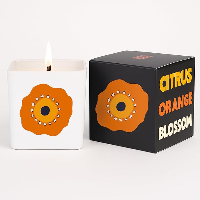 Lulu Candles | Citrus & Orange Blossom Scented Candle – Bright Citrus Floral Aroma, Long-Lasting Clean Burn Candle for Home Décor, Relaxation & Gifts - (9 Oz. Wood Wick Candle)