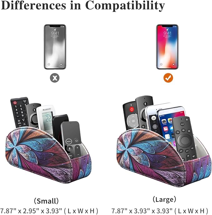 Remote Control Holder PU Leather TV Remote Caddy for Table 5 Compartments Nightstand Organizer for Bedroom Accessories/Bedside Remotes/Media Controllers/Office Supplies Decorations for Living Room