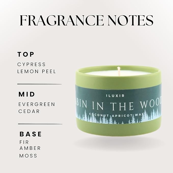 Cabin in The Woods Fall Scented Candles – Handcrafted Fraser Fir Candle with Coconut Wax, Amber and Cedar Scented – Wood, Phthalate-Free Autumn Candle for Home Decor (5 oz.)