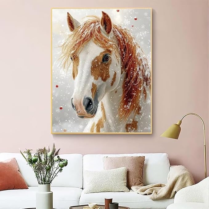 Diamond Painting Kits for Adults Horse Diamond Painting Kits Animal 5D Full Square Drill Strass Crystal Crafts for Adults DIY Art Kit for Beginner, Home Wall Art, Gifts for Women 20x32in U-432618