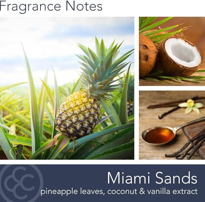 Colonial Candle Miami Sands Scented Jar Candle, Travel Collection, 3 Wick, Blue, 14.5 oz - Up to 60 Hours Burn