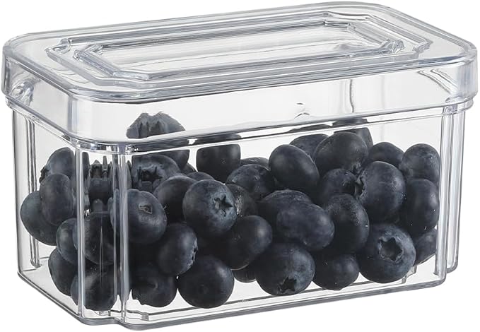 Plastic Fridge Organizer,Clear Storage Containers for Fridge Stackable Organizer Bins Square Food Storage Box Keep Fresh for Vegetable,Food,Fruits (10 PACK)